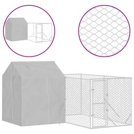 vidaXL Perrera de Exterior con techo de acero galvanizado